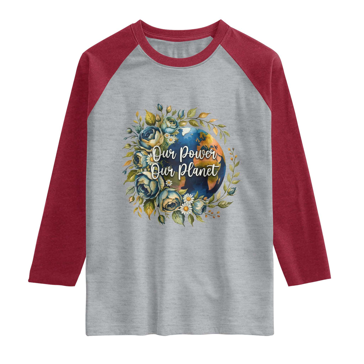 Save The Planet Earth Day Raglan Shirt Our Power Our Planet