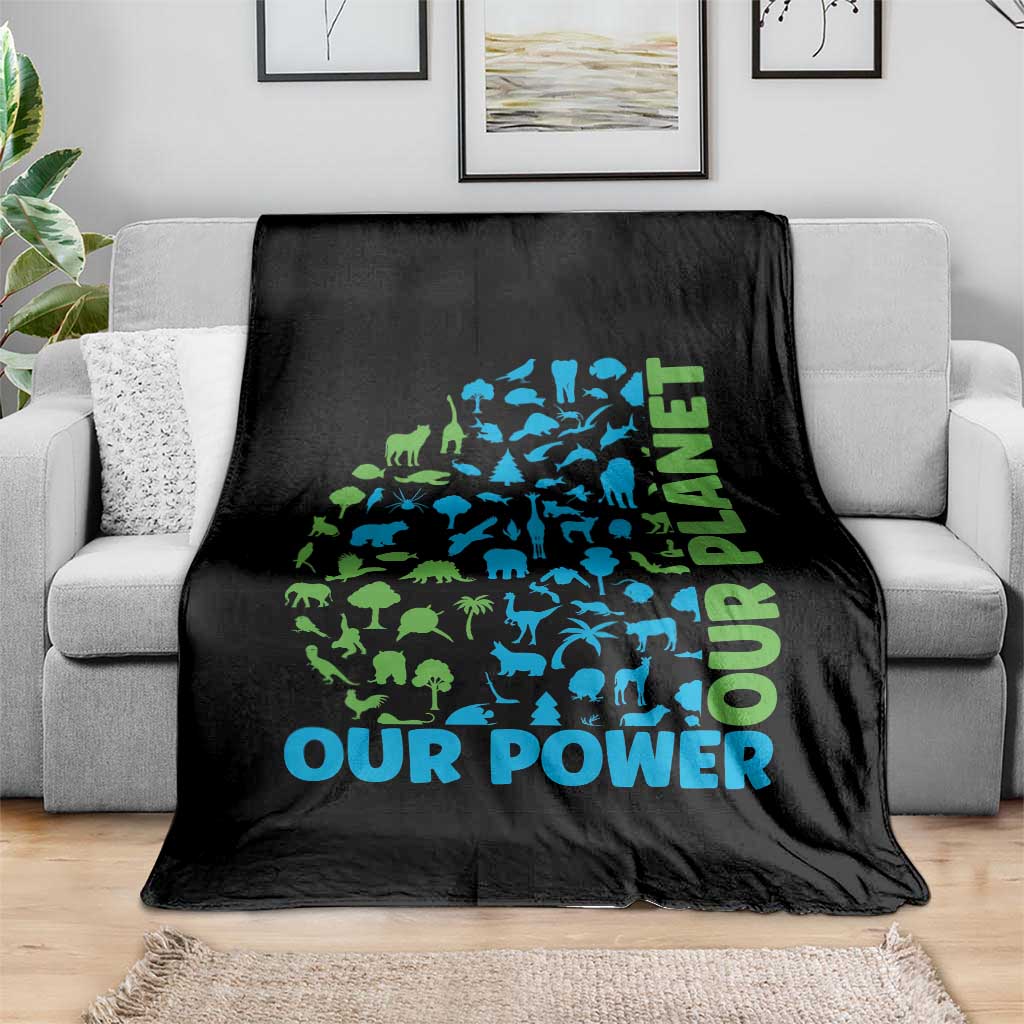 Earth Day Environmental Activism Throw Blanket Our Power Our Planet