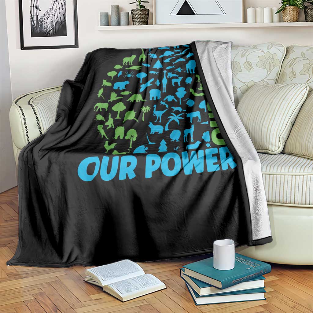 Earth Day Environmental Activism Throw Blanket Our Power Our Planet