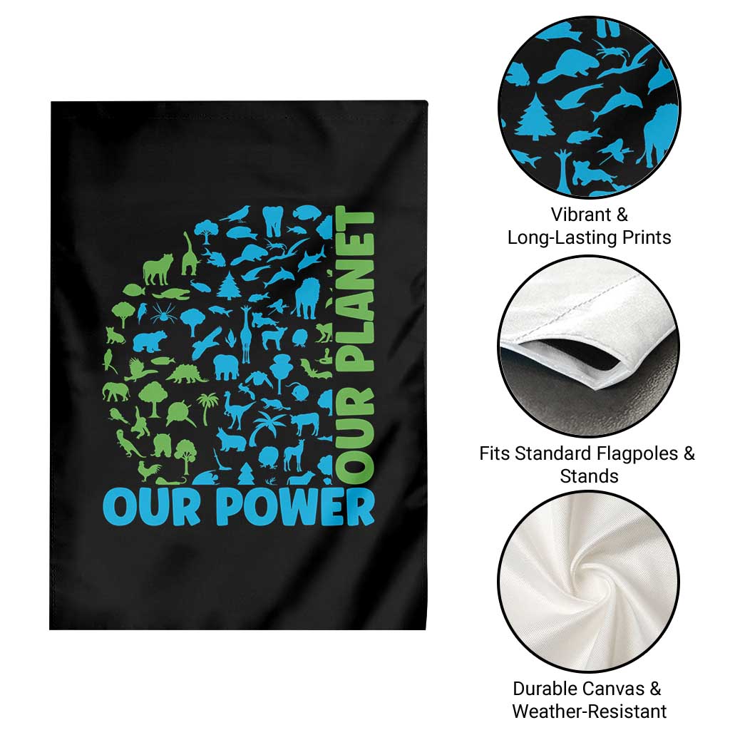 Earth Day Environmental Activism Garden Flag Our Power Our Planet