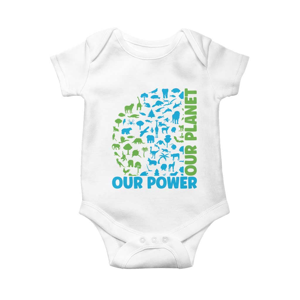 Earth Day Environmental Activism Baby Onesie Our Power Our Planet