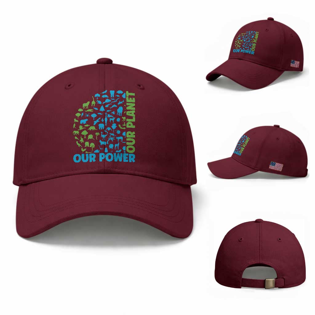 Earth Day Environmental Activism Baseball Cap Our Power Our Planet