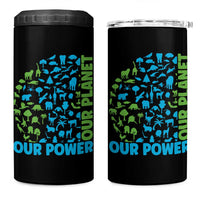 Earth Day Environmental Activism 4 in 1 Can Cooler Tumbler Our Power Our Planet
