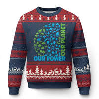 Earth Day Environmental Activism Ugly Christmas Sweater Our Power Our Planet