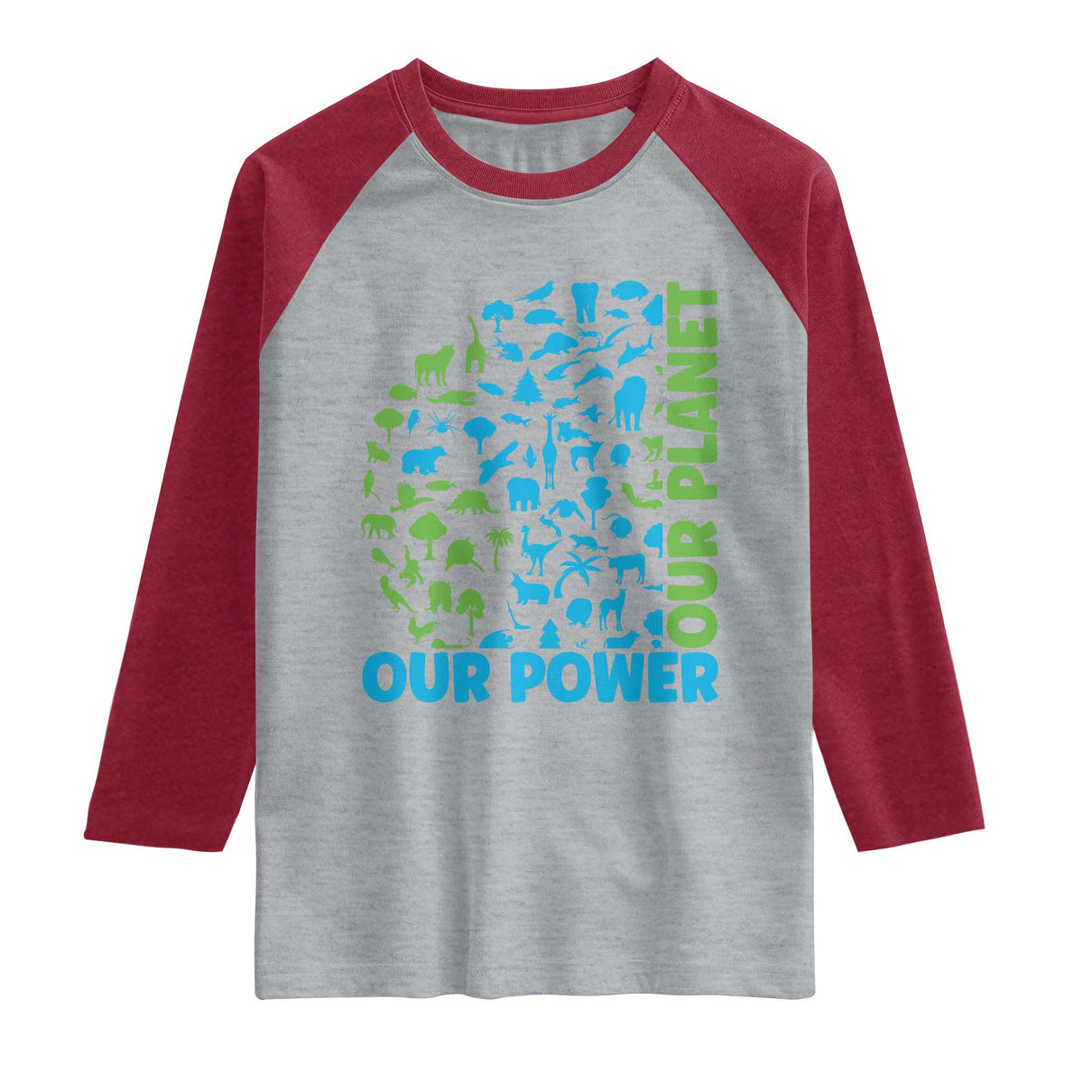 Earth Day Environmental Activism Raglan Shirt Our Power Our Planet