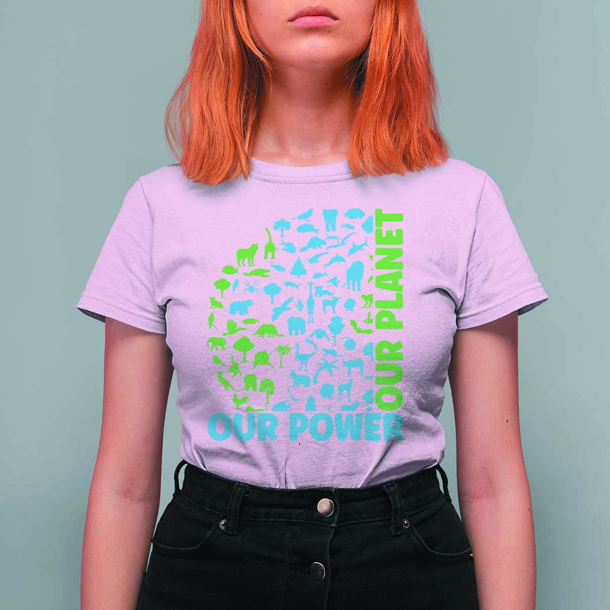 Earth Day Environmental Activism T Shirt For Women Our Power Our Planet