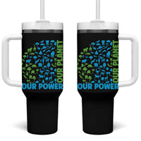 Earth Day Environmental Activism Tumbler With Handle Our Power Our Planet