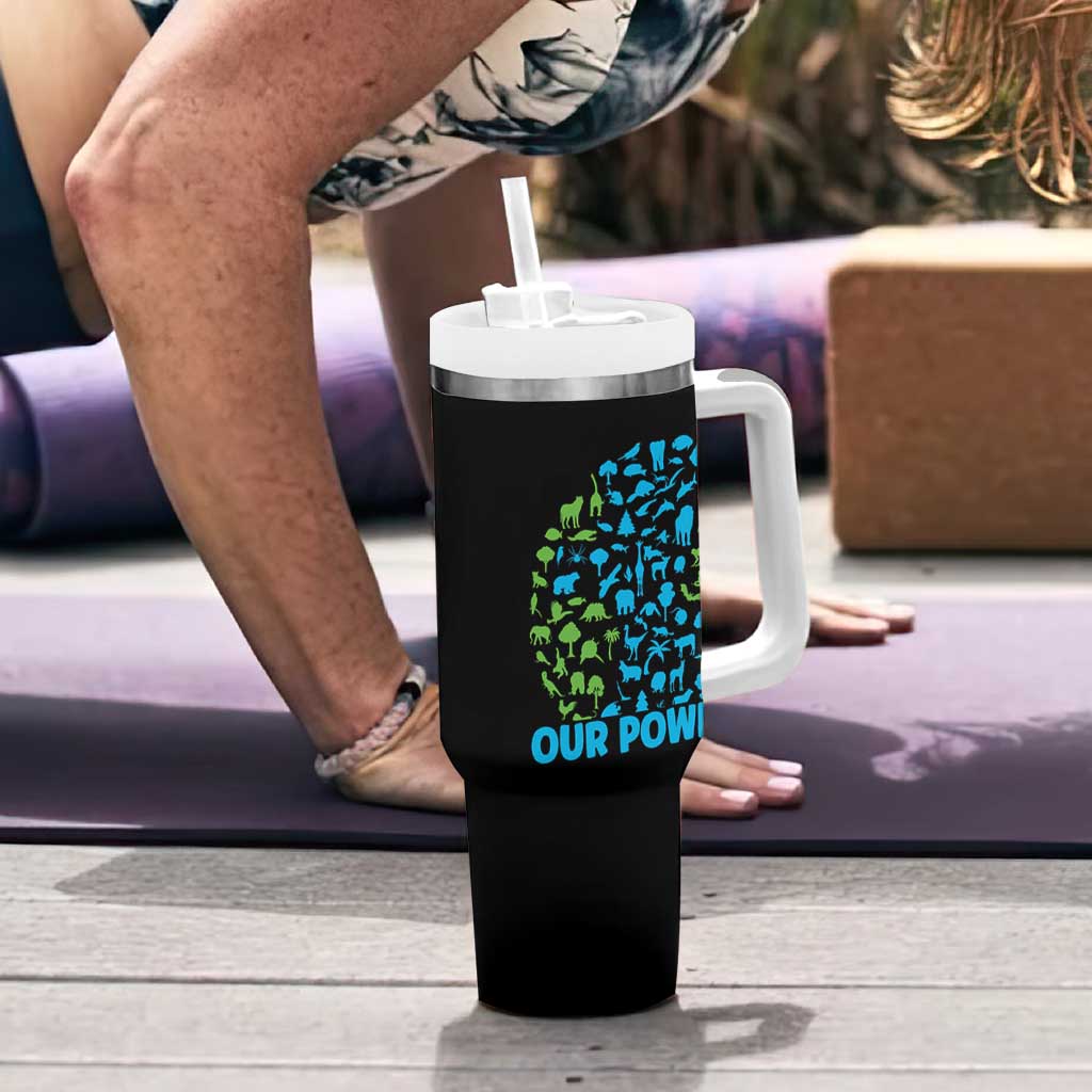 Earth Day Environmental Activism Tumbler With Handle Our Power Our Planet