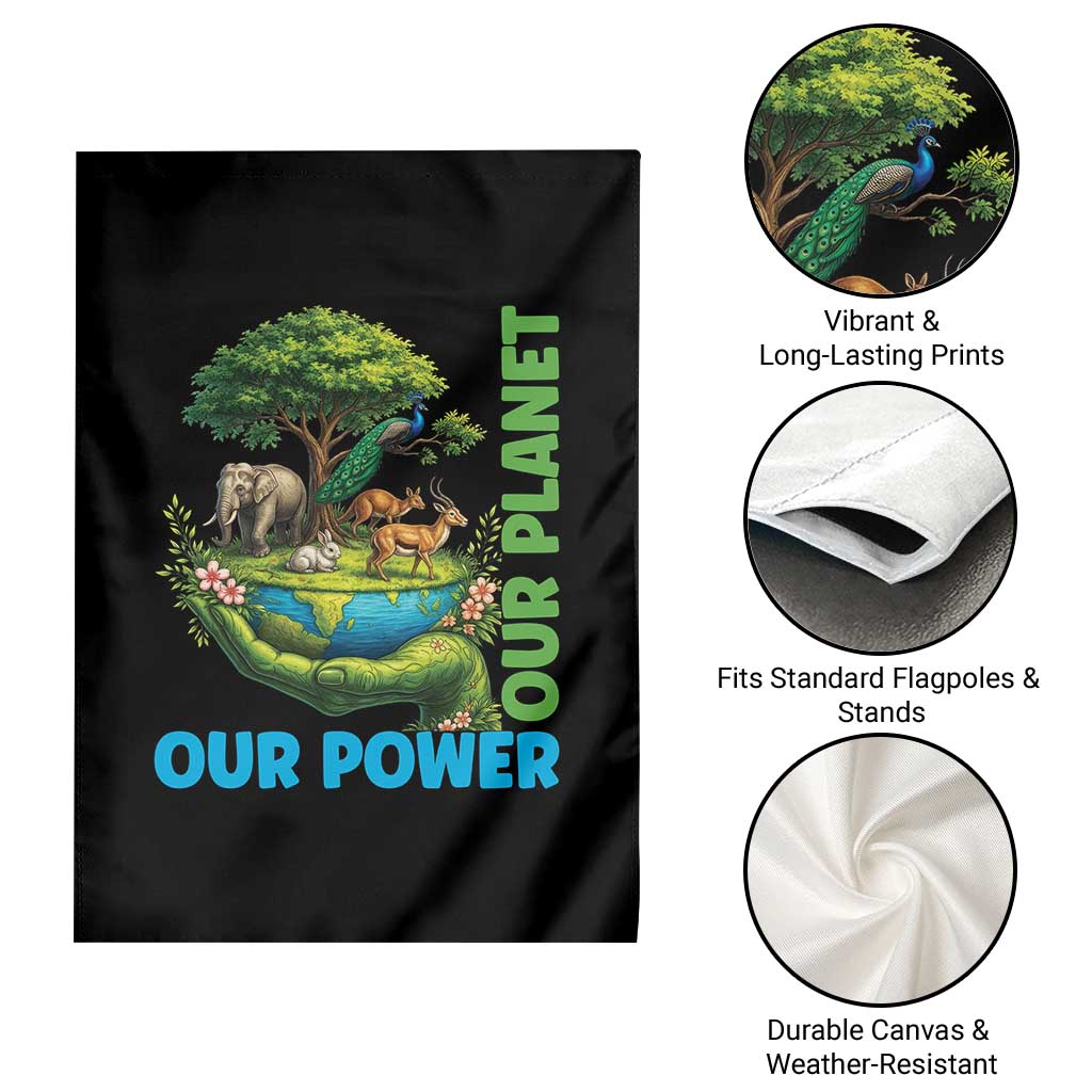 Our Power Our Planet Garden Flag Earth Day Nature Lover Gift