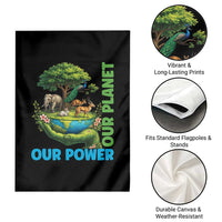 Our Power Our Planet Garden Flag Earth Day Nature Lover Gift