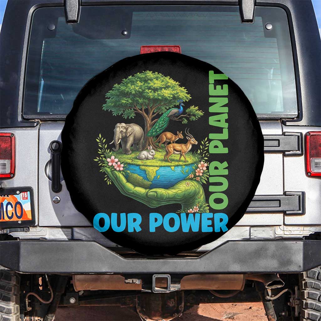 Our Power Our Planet Spare Tire Cover Earth Day Nature Lover Gift