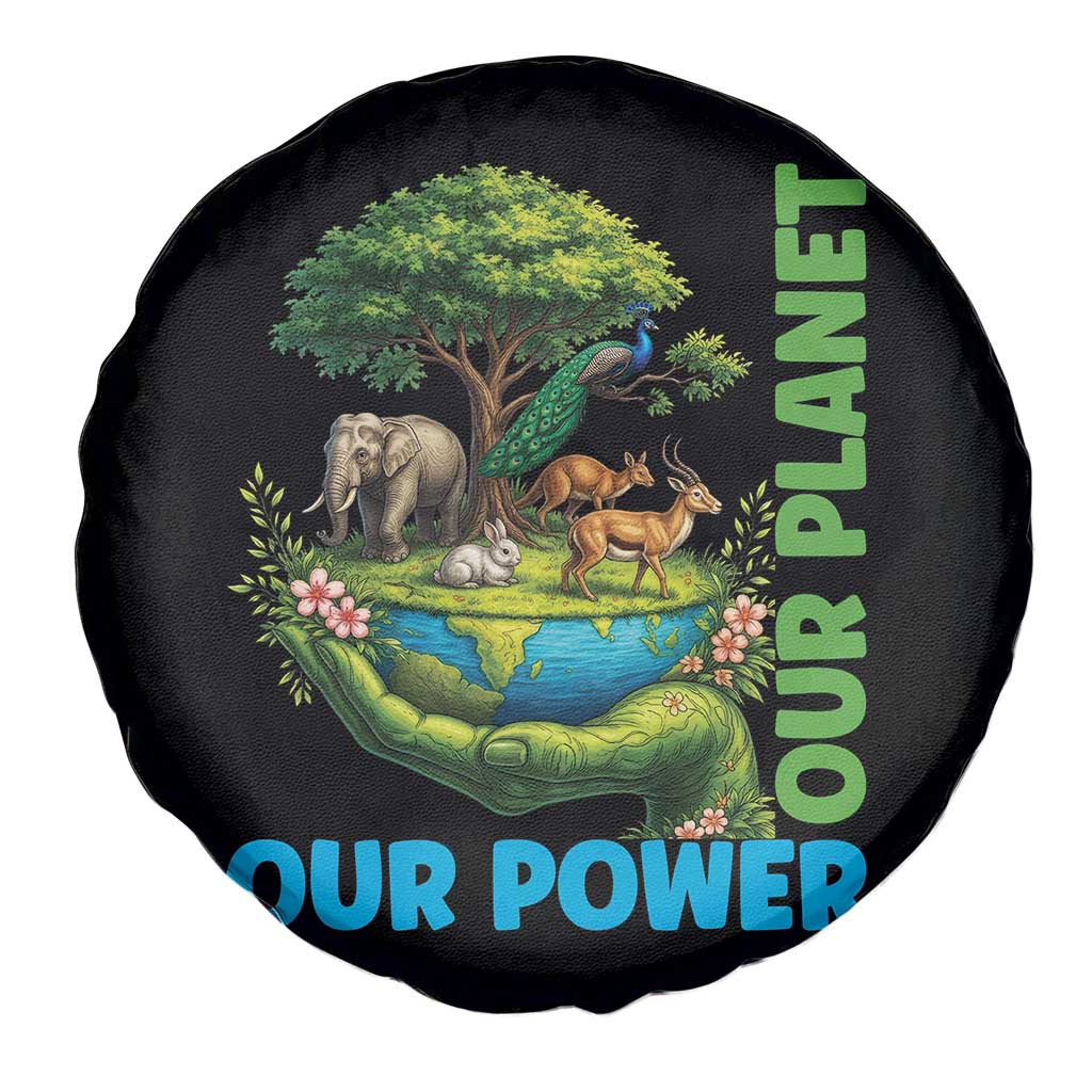 Our Power Our Planet Spare Tire Cover Earth Day Nature Lover Gift