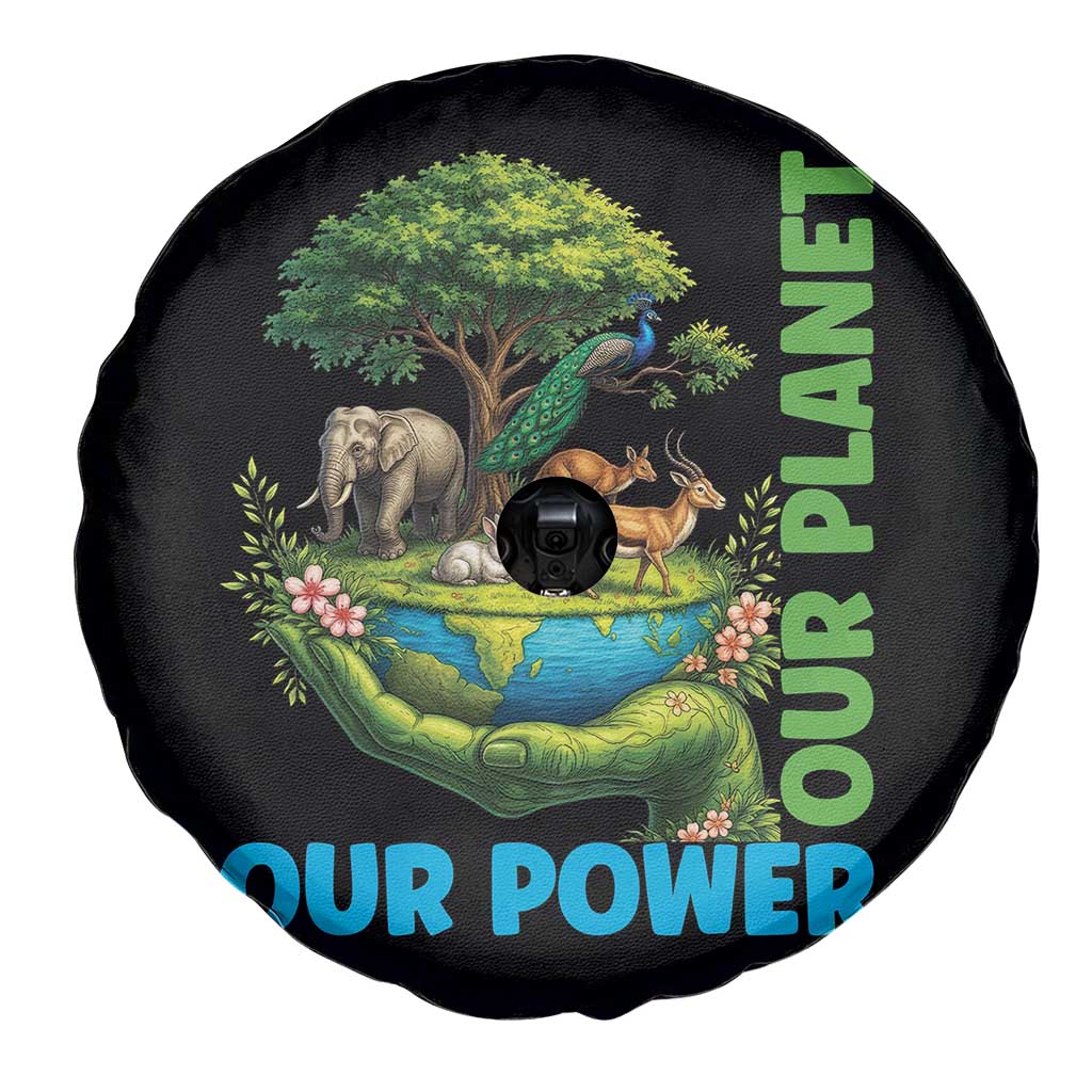 Our Power Our Planet Spare Tire Cover Earth Day Nature Lover Gift