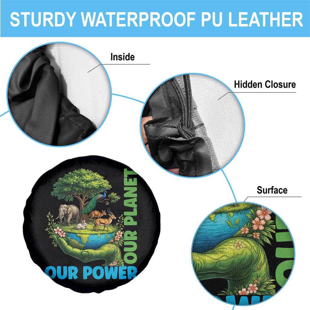 Our Power Our Planet Spare Tire Cover Earth Day Nature Lover Gift
