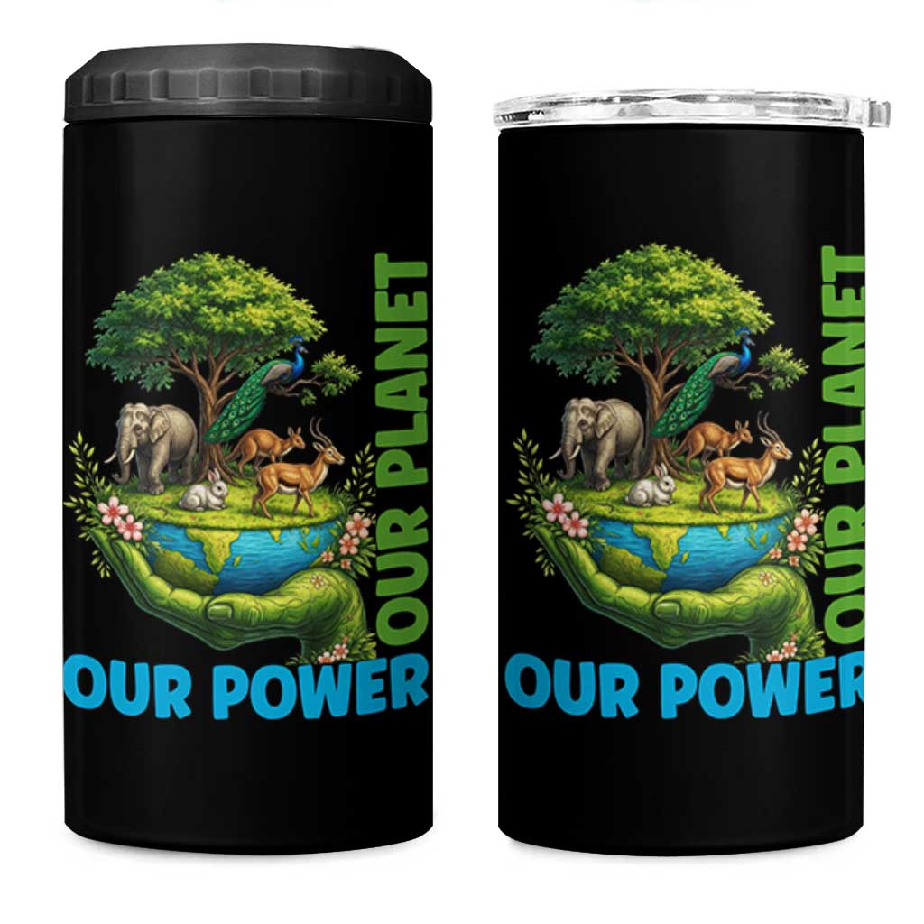 Our Power Our Planet 4 in 1 Can Cooler Tumbler Earth Day Nature Lover Gift