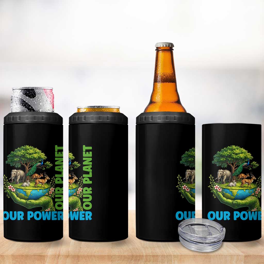 Our Power Our Planet 4 in 1 Can Cooler Tumbler Earth Day Nature Lover Gift