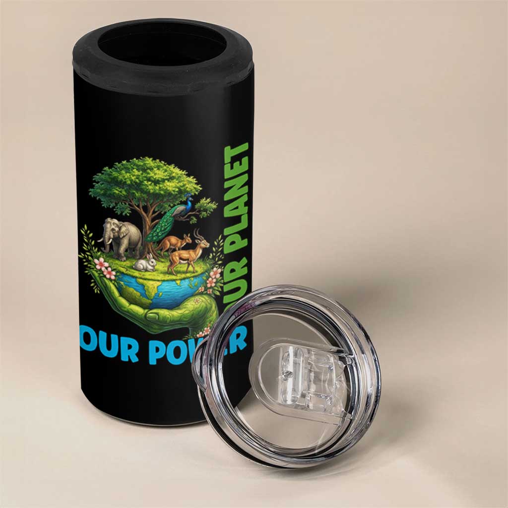 Our Power Our Planet 4 in 1 Can Cooler Tumbler Earth Day Nature Lover Gift