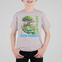 Our Power Our Planet T Shirt For Kid Earth Day Nature Lover Gift