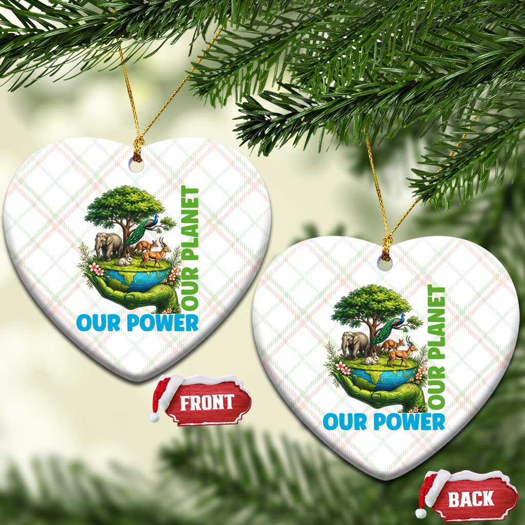 Our Power Our Planet Ceramic Ornament Earth Day Nature Lover Gift