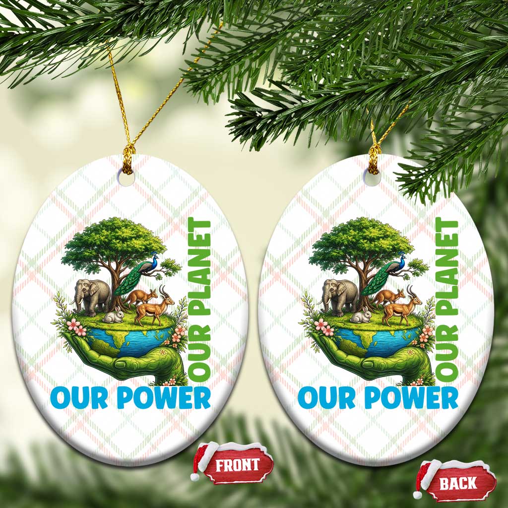 Our Power Our Planet Ceramic Ornament Earth Day Nature Lover Gift