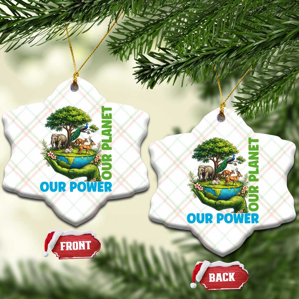 Our Power Our Planet Ceramic Ornament Earth Day Nature Lover Gift