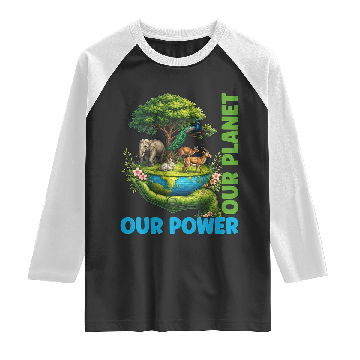 Our Power Our Planet Raglan Shirt Earth Day Nature Lover Gift