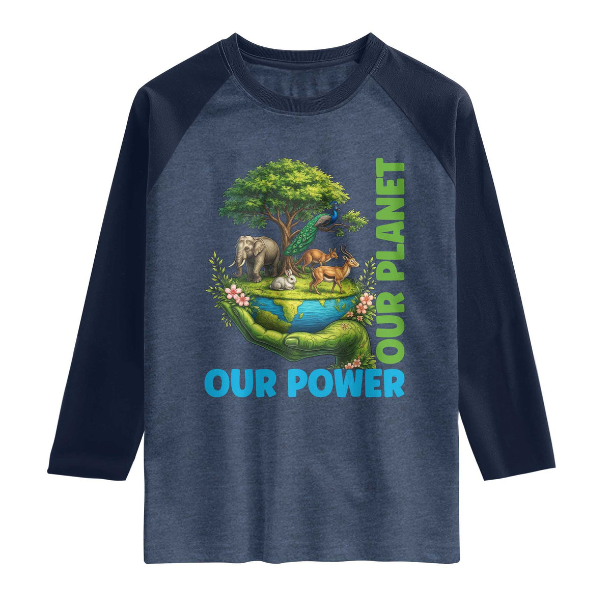 Our Power Our Planet Raglan Shirt Earth Day Nature Lover Gift