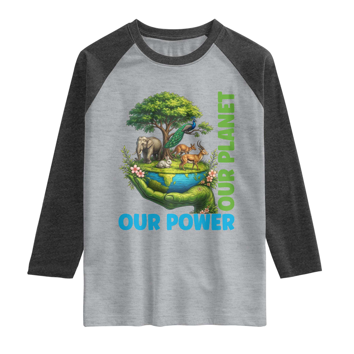 Our Power Our Planet Raglan Shirt Earth Day Nature Lover Gift