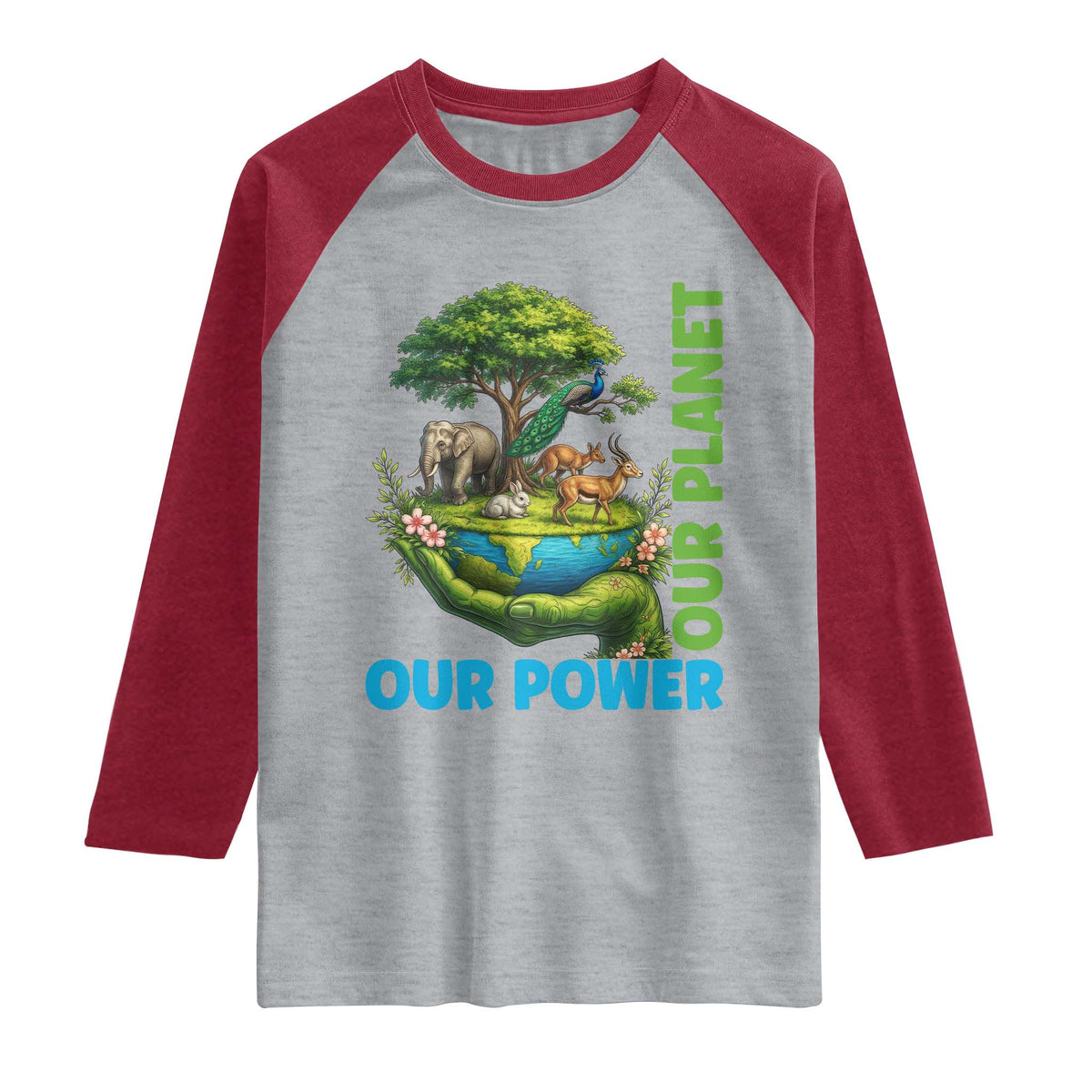 Our Power Our Planet Raglan Shirt Earth Day Nature Lover Gift