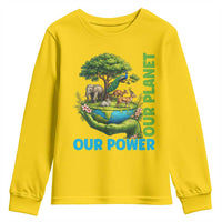 Our Power Our Planet Youth Sweatshirt Earth Day Nature Lover Gift