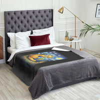 Earth Day Throw Blanket Starry Night Cat Hugging Earth