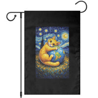Earth Day Garden Flag Starry Night Cat Hugging Earth