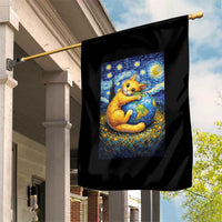 Earth Day Garden Flag Starry Night Cat Hugging Earth