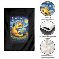 Earth Day Garden Flag Starry Night Cat Hugging Earth
