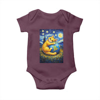 Earth Day Baby Onesie Starry Night Cat Hugging Earth