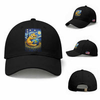 Earth Day Baseball Cap Starry Night Cat Hugging Earth
