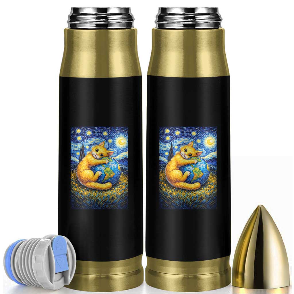 Earth Day Bullet Tumbler Starry Night Cat Hugging Earth
