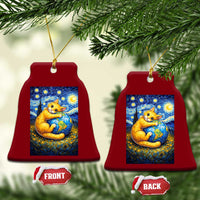 Earth Day Ceramic Ornament Starry Night Cat Hugging Earth