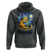 Earth Day Hoodie Starry Night Cat Hugging Earth