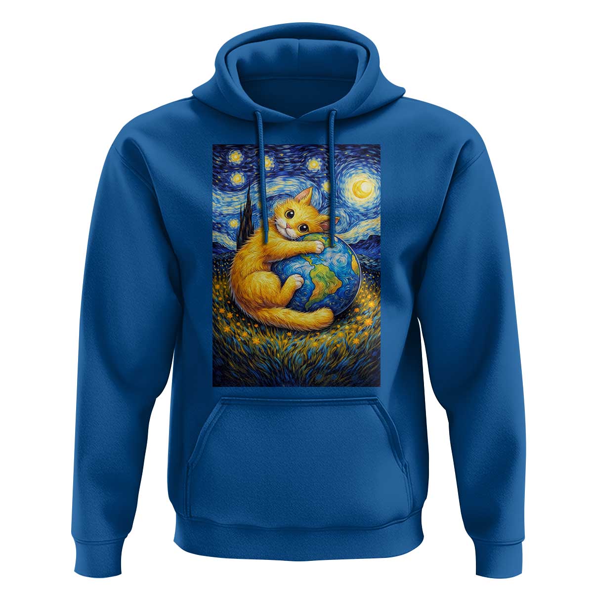 Earth Day Hoodie Starry Night Cat Hugging Earth