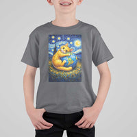 Earth Day T Shirt For Kid Starry Night Cat Hugging Earth