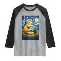 Earth Day Raglan Shirt Starry Night Cat Hugging Earth