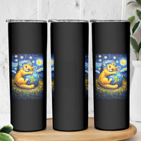Earth Day Skinny Tumbler Starry Night Cat Hugging Earth