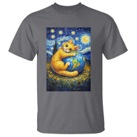Earth Day T Shirt Starry Night Cat Hugging Earth