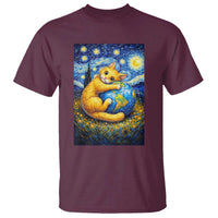 Earth Day T Shirt Starry Night Cat Hugging Earth