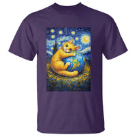 Earth Day T Shirt Starry Night Cat Hugging Earth