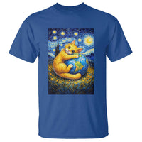 Earth Day T Shirt Starry Night Cat Hugging Earth