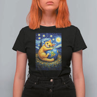 Earth Day T Shirt For Women Starry Night Cat Hugging Earth