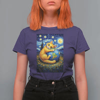 Earth Day T Shirt For Women Starry Night Cat Hugging Earth