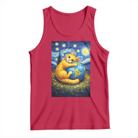 Earth Day Tank Top Starry Night Cat Hugging Earth